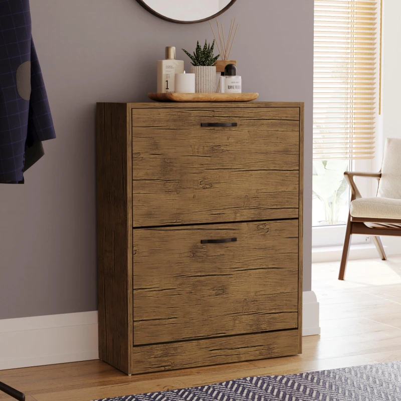 Image of Lassic Vida Designs 2 Drawer Shoe Cabinet Antique Brown unisex 2 Drawer