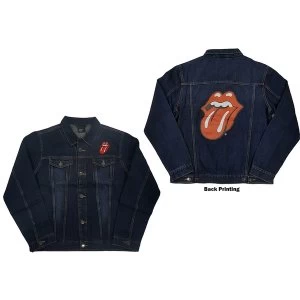 Image of The Rolling Stones - Classic Tongue Unisex Medium Denim Jacket - Blue