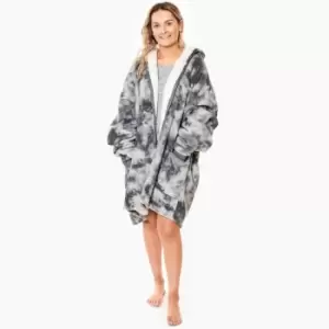 Image of Dreamscene Tie Dye Zip-up Oversized Hooded Blanket Sweater Charcoal Adults