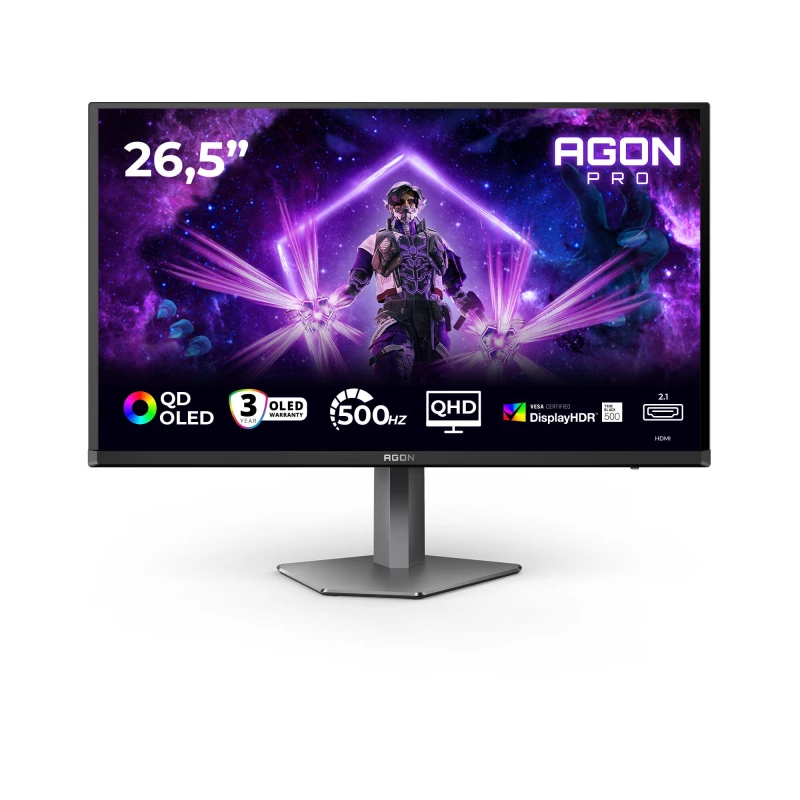Image of AOC AOC AGON PRO AG276QKD2 computer monitor 67.3cm (26.5") 2560 x 1440 pixels Quad HD QD-OLED Black, Grey AG276QKD2