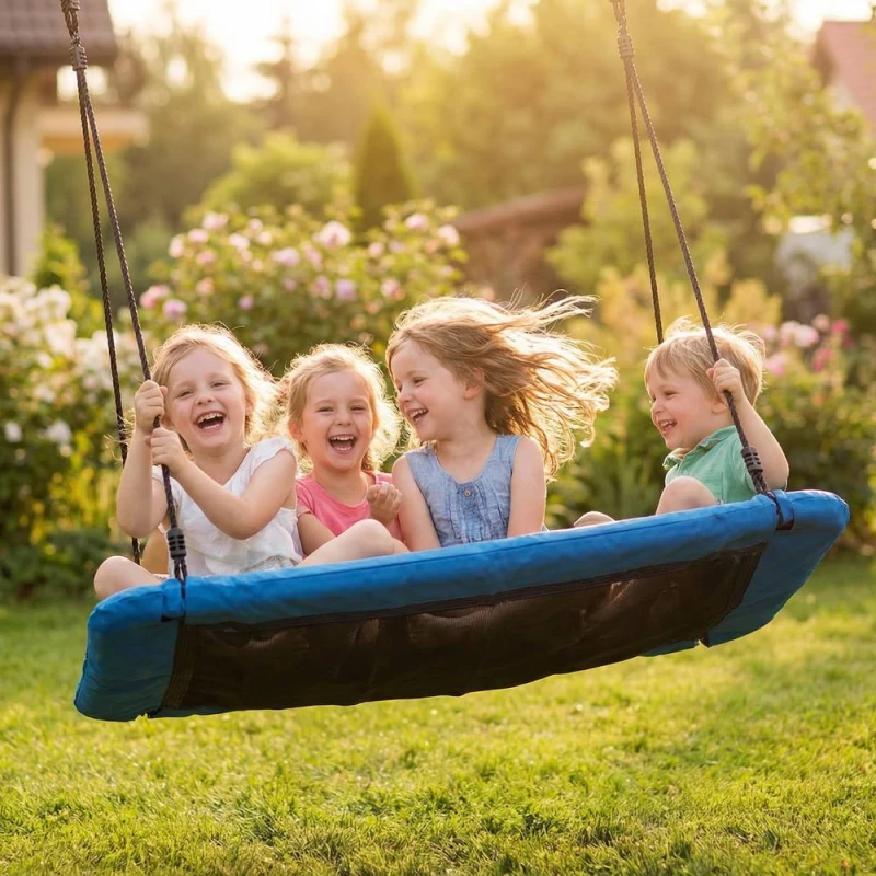 Image of AIYAPLAY Nest Swing with Adjustable Ropes for Kids, Blue Blue Unisex