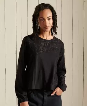 Image of Superdry Bohemian Lace Long Sleeved Jersey Top