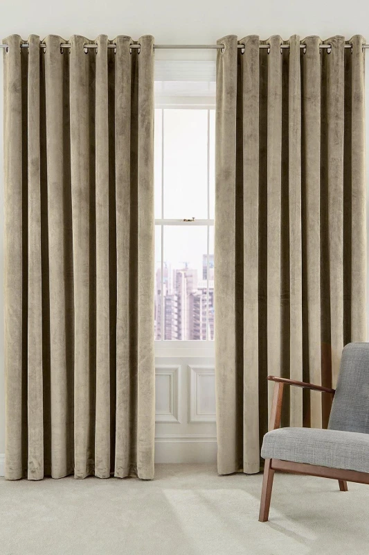 Image of Helena Springfield Helena Springfield 'Escala' Woven Lined Curtains in Beige Size: 167cm width x 183cm drop Beige 167cm width x 183cm drop Unisex 50