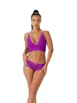 Image of Gossard Superboost Lace Non Padded Deep V-neck Bralet, Purple, Size 36E, Women