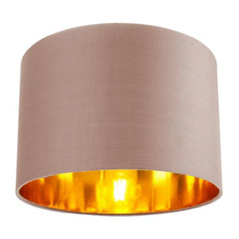 Image of Happy Homewares Contemporary Taupe Cotton 12 Table/pendant Lamp Shade With Shiny Copper Inner