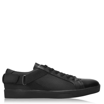 Image of Calvin Klein Italo Brushed Leather Trainers - Black