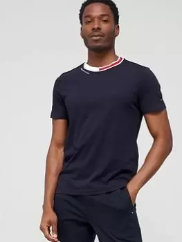 Image of Tommy Hilfiger Jacquard Collar T-Shirt - Desert Sky , Desert Sky, Size S, Men