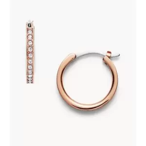 Image of Fossil Womens Glitz Rose Gold-Tone Steel Huggie Hoops - Rose Gold