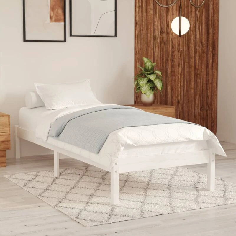 Image of VIDAXL Vidaxl - 810003 Bed Frame without Mattress White Solid Wood 90x200cm 8720286762295