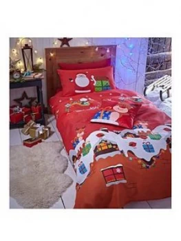 Image of Catherine Lansfield Santa&rsquo;s Christmas Presents Duvet Cover Set, Multi, Size Double