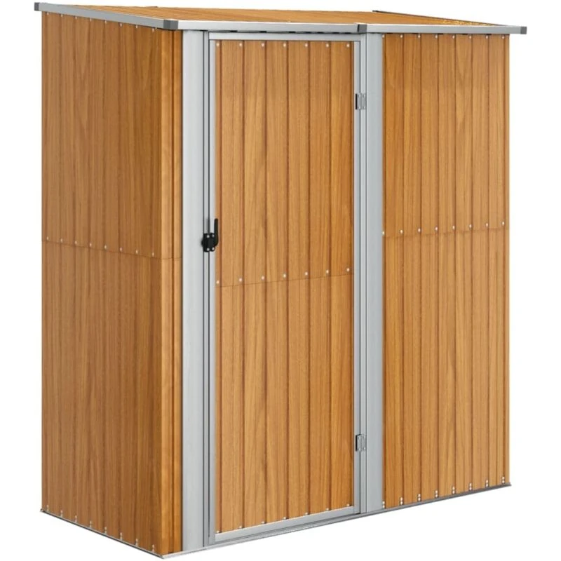 Image of vidaXL Garden Shed 180.5x97x209.5cm Galvanised Steel, Brown 150906
