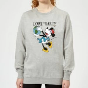 Image of Disney Minnie Mouse Love The Earth Womens Sweatshirt - Grey - S