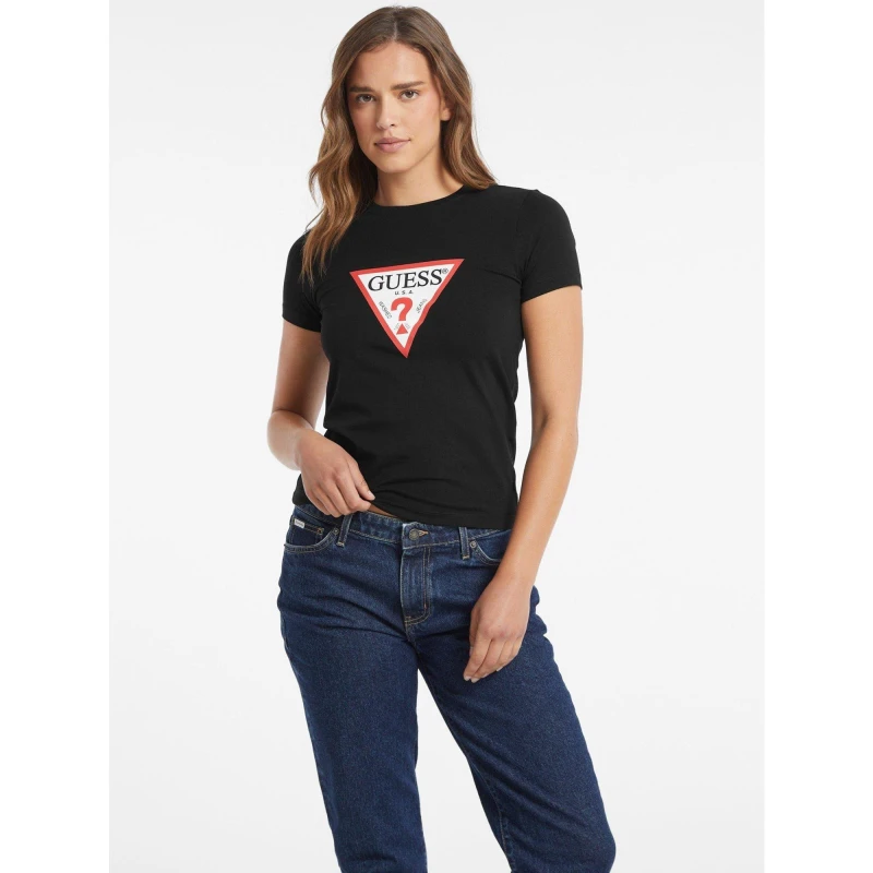 Image of Guess Triangle Logo T-Shirt - Black 8