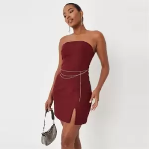 Image of Missguided Tall Chain Detail Bandeau Mini Dress - Red