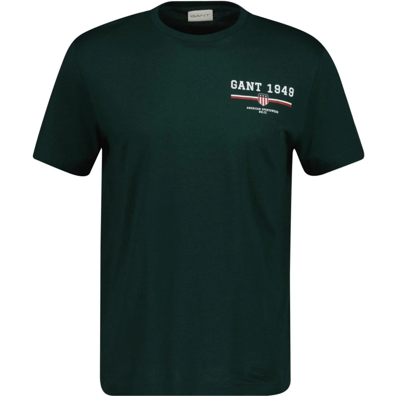 Image of Gant Mens Graphic Regular Fit T-Shirt Tarten Green male S
