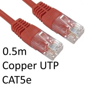 Image of RJ45 (M) to RJ45 (M) CAT5e 0.5m Red OEM Moulded Boot Copper UTP Network Cable