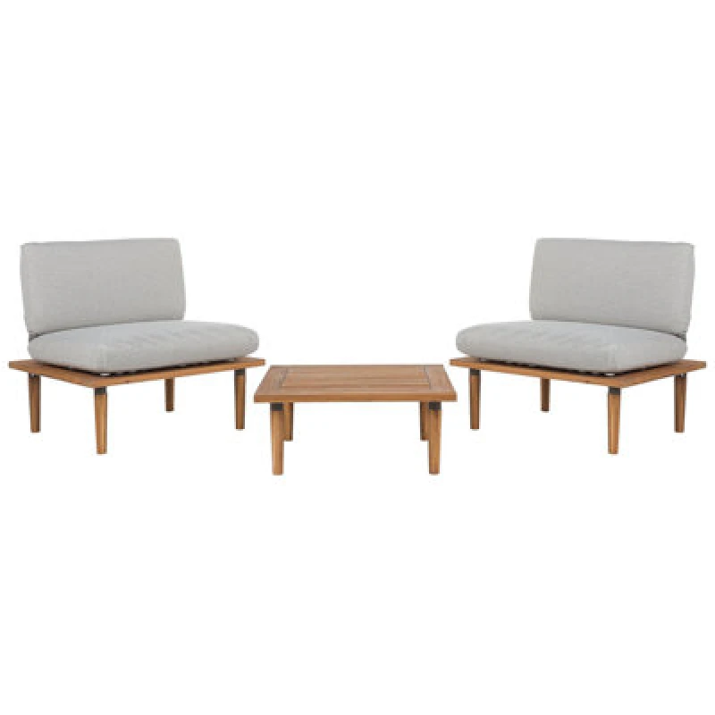 Image of Beliani Garden Lounge Set With Table 2 Seater Frascati Modular Certified Acacia Wood Light Grey