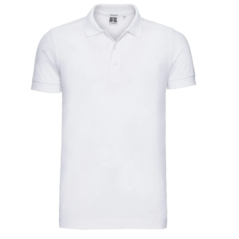 Image of Russell Plain Stretch Polo Shirt White male