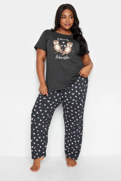 Image of Printed 'Otterly Adorable' Pyjama Set
