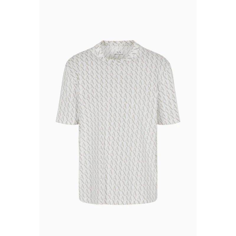 Image of Armani Exchange Logo Pattern T-Shirt Off White L