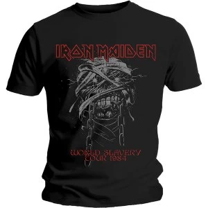 Image of Iron Maiden - World Slavery 1984 Tour Mens Small T-Shirt - Black