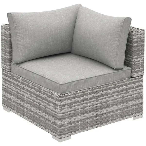 Image of Outsunny Rattan Corner Sofa Garden Rattan Furniture Single Sofa Chair Light Grey TJ Hughes 5056399121036