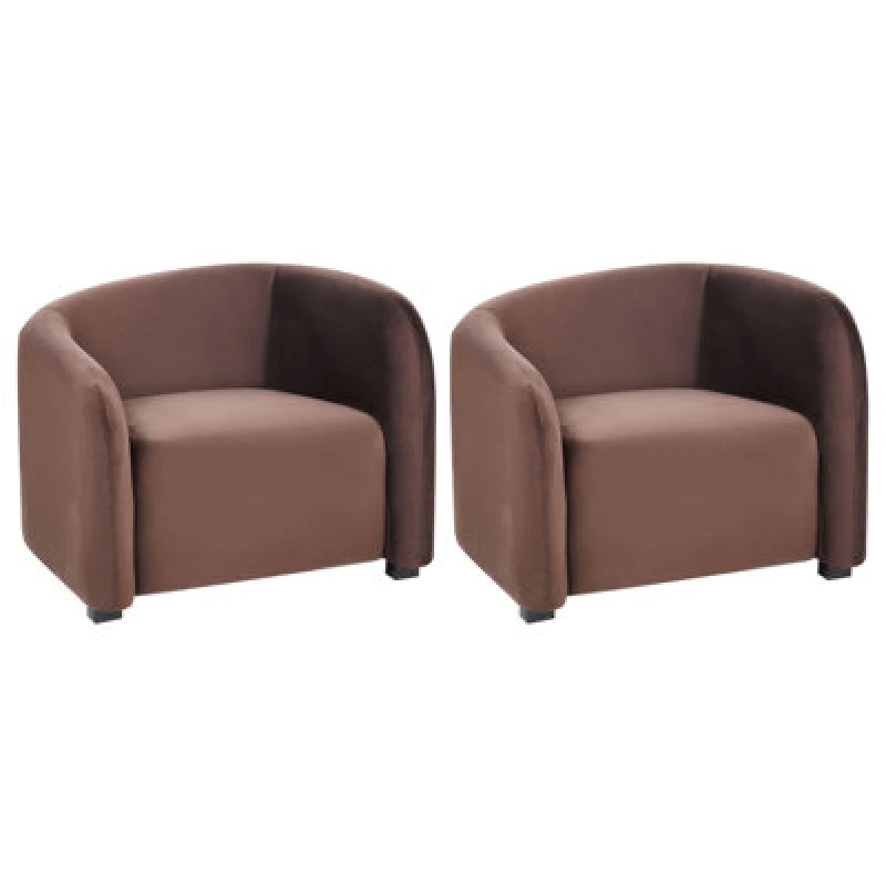 Image of Beliani Set Of 2 Velvet Armchairs Brown Veltada