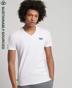 Image of Superdry Mens Organic Cotton Classic V-Neck T-Shirt White / Optic - Size: XS