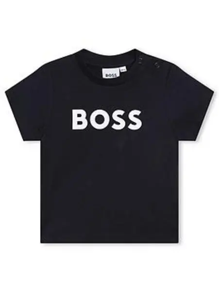 Image of BOSS Baby Boys Logo T-Shirt - Navy, Size 3 Months Navy VB6WE Unisex 3 MONTHS