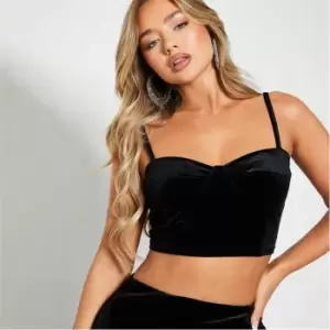 Image of I Saw It First Velvet Cup Detail Crop Top - Black