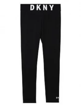 Image of DKNY Girls Logo Waistband Legging, Black, Size Age: 16 Years, Women