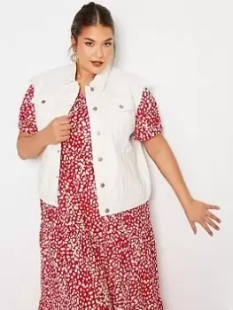Image of Yours Curve Sleeveless Denim Jacket White, Size 18, Women
