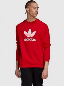Image of Adidas Originals Trefoil Crew Sweatshirt - Red