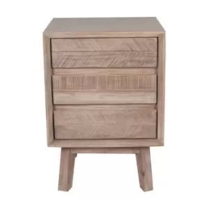 Image of Olivia's Melville Acacia Wood 3 Drawer Bedside Unit in Sand Wash