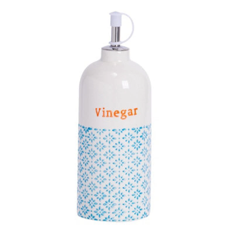 Image of Nicola Spring Hand-Printed Vinegar Pourer Bottle - 500Ml - Blue