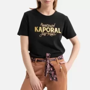 Image of Glitter Logo Print T-Shirt in Cotton with Short Sleeves