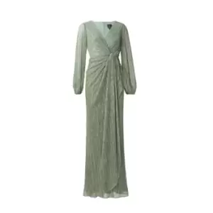 Image of Adrianna Papell Metallic Mesh Draped Gown - Green