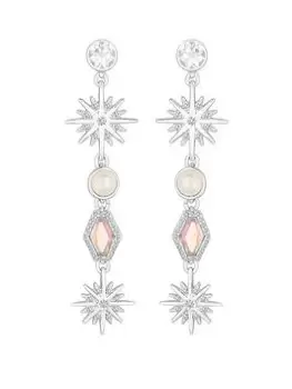 Image of Mood Silver Crystal And Aurora Borealis Celestial Linear Drop Earrings, Silver, Women