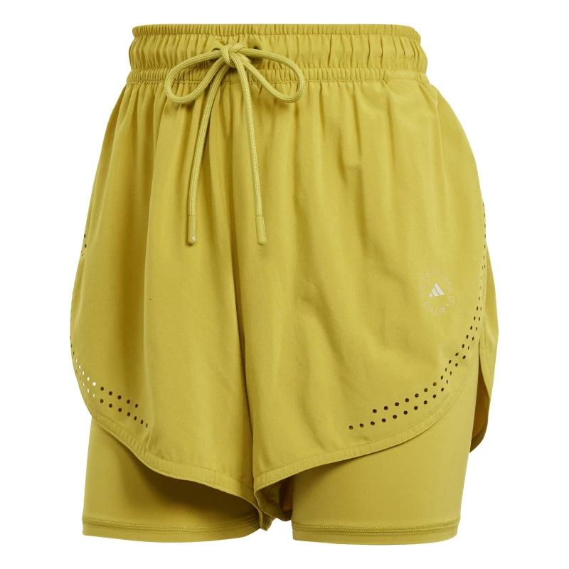 Image of adidas Womens 2-in-1 Performance Gym Shorts Green female 6 (XXS)