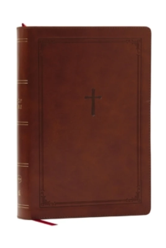 Image of NKJV Giant Print End-of-Verse Reference Bible, Brown Leathersoft, Red Letter, Comfort Print : Holy Bible Leather / fine binding