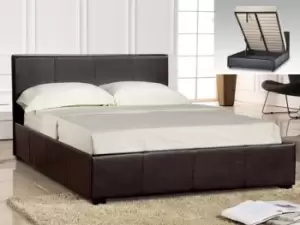 Image of LPD Prado 4ft6 Double Brown Upholstered Faux Leather Ottoman Bed Frame