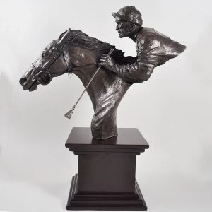 Image of Horse Racing By a Neck by David Geenty Cold Cast Bronze Sculpture