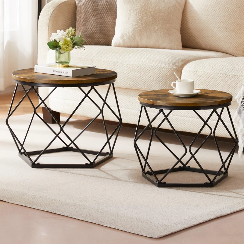Image of Lassic Vida Designs Brooklyn Nest of 2 Geometric Tables Dark Wood unisex Set of 2