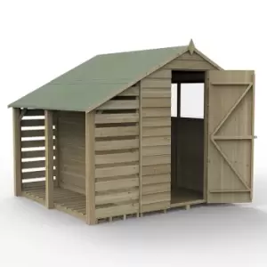 Image of 7a x 5a Forest 4Life 25yr Guarantee Overlap Pressure Treated Apex Wooden Shed with Lean To (2.18m x 2.31m)