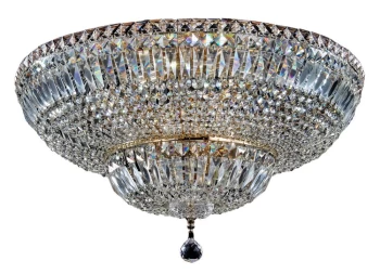 Image of Basfor Semi Flush Ceiling Lamp Gold Antique & Crystal, 16 Light, E14
