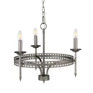 Image of Crown Chandelier 3 Light Iron Finish, E14