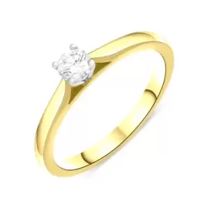 Image of 18ct Yellow Gold 0.20ct Diamond Round Brilliant Cut Solitaire Ring