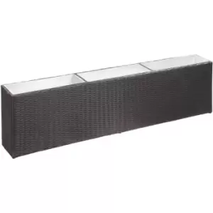 Image of Garden Raised Bed with 3 Pots 150x20x40cm Poly Rattan Black - Black - Vidaxl