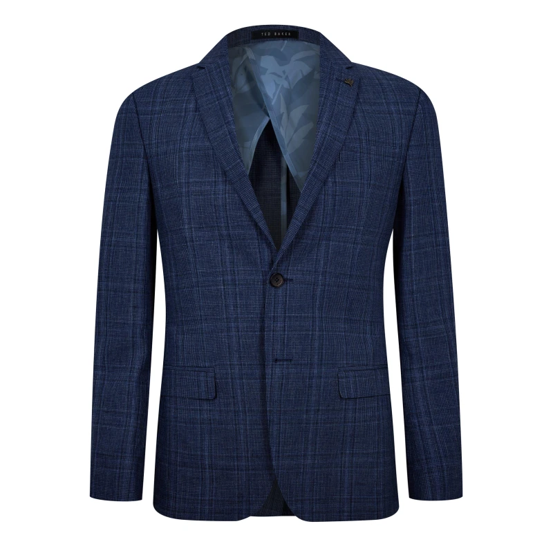 Image of Ted Baker Octant Slim Fit Check Jacket - Blue Blue M