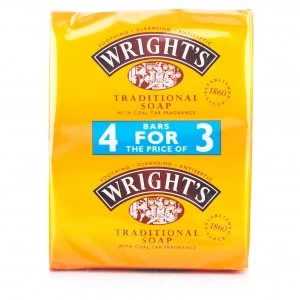 Image of Wrights Traditional Coal Tar Soap 4 Pack